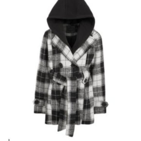 Jou Jou Big Girls Hooded Belted Peacoat, Size XL